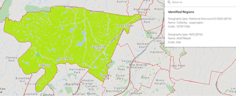 Australian Bureau of Statistics Map of Cobbitty-Leppington Statistical Area Level 2