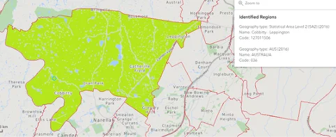 Australian Bureau of Statistics Map of Cobbitty-Leppington Statistical Area Level 2